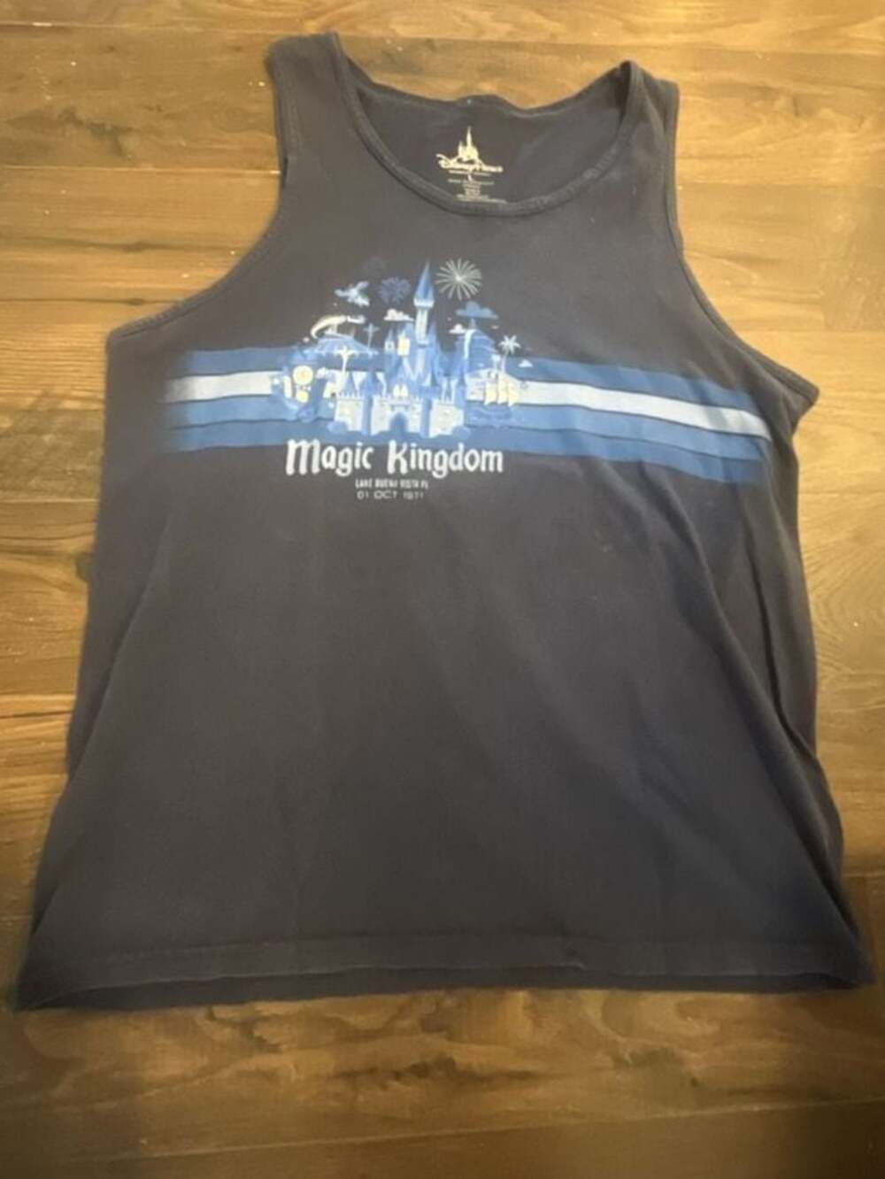 Disney Parks Magic Kingdom Tank Top M Blue Castle Dumbo Peter Pan #6051